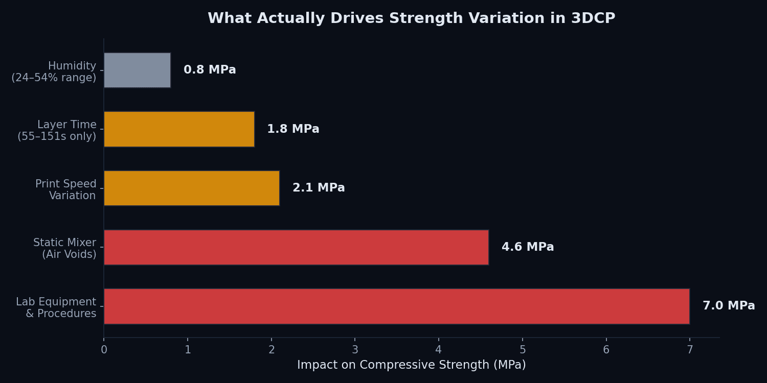 3D concrete printing process control factors ranked by compressive strength impact